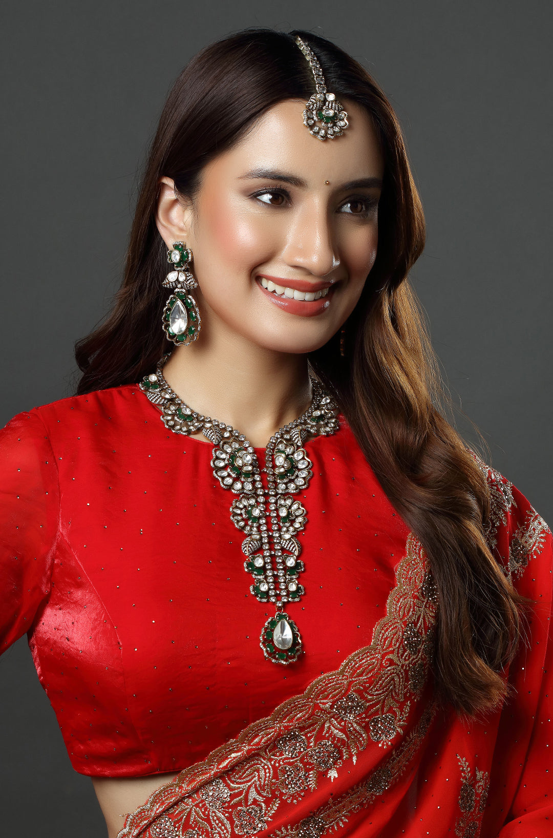 Gold plated Stone Kundan Necklace Set