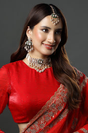 Gold Plated Kundan  Studded Necklace Set