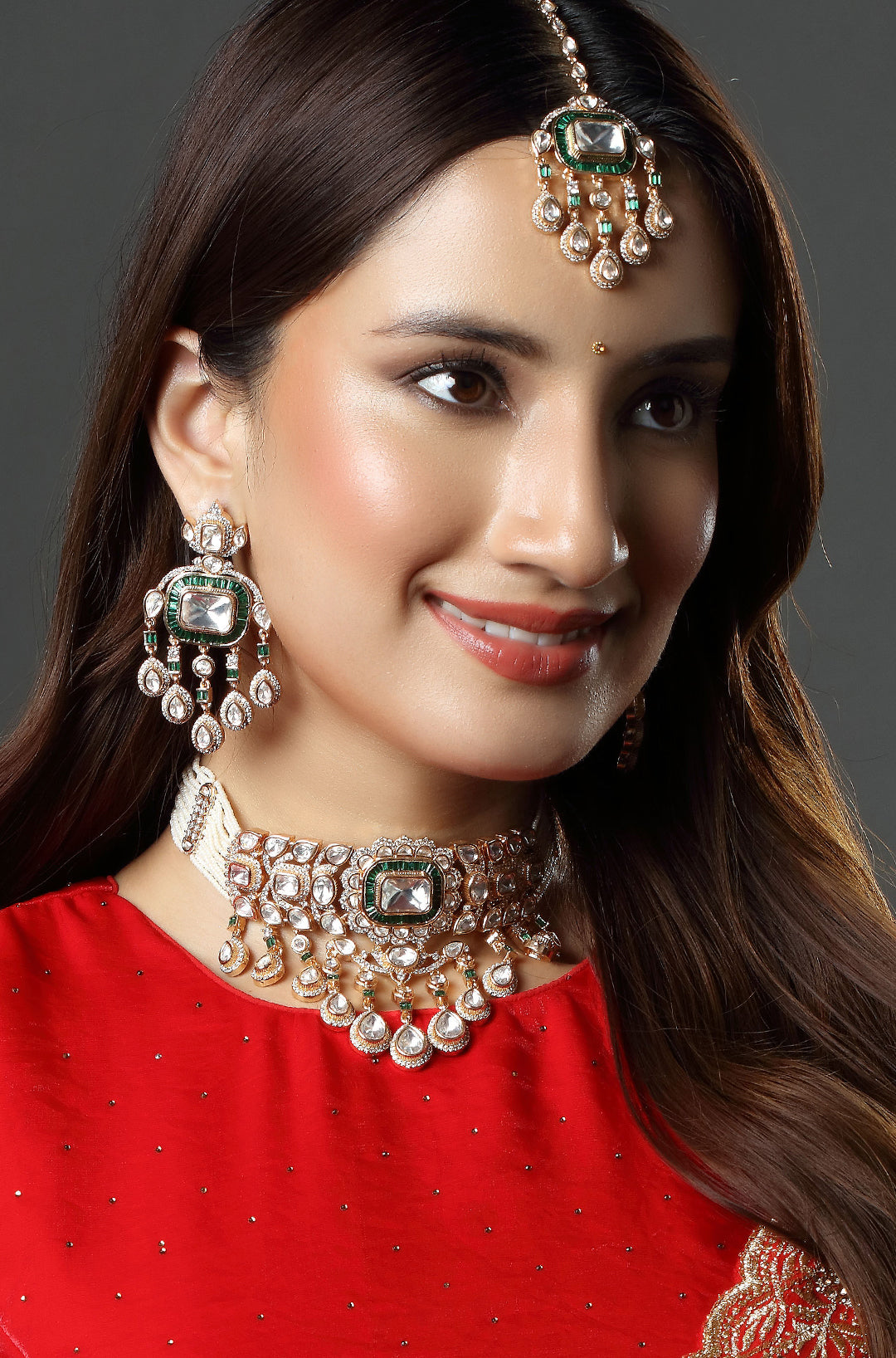 Gold Plated Kundan  Studded Necklace Set