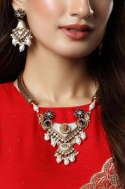 Tiger Emblem Polki Fusion Gold Plated Meenakari Hasli Necklace