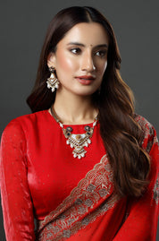 Tiger Emblem Polki Fusion Gold Plated Meenakari Hasli Necklace