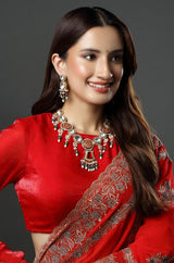 Red and Green Meenakari with Stones Dazzling Necklace