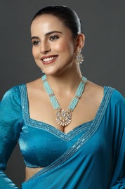 Sky Blue Stone Studded Floral Necklace