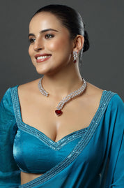Emerald Heart Rhinestone Choker Necklace