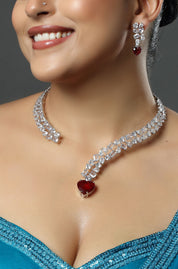 Emerald Heart Rhinestone Choker Necklace