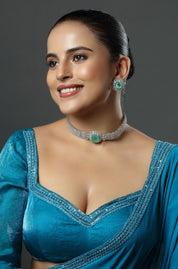 Emerald Solitaire Diamond-Inspired Choker Set