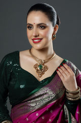 Unique Multistrand Necklace with Matte Gold Pendant & Jewel Accents