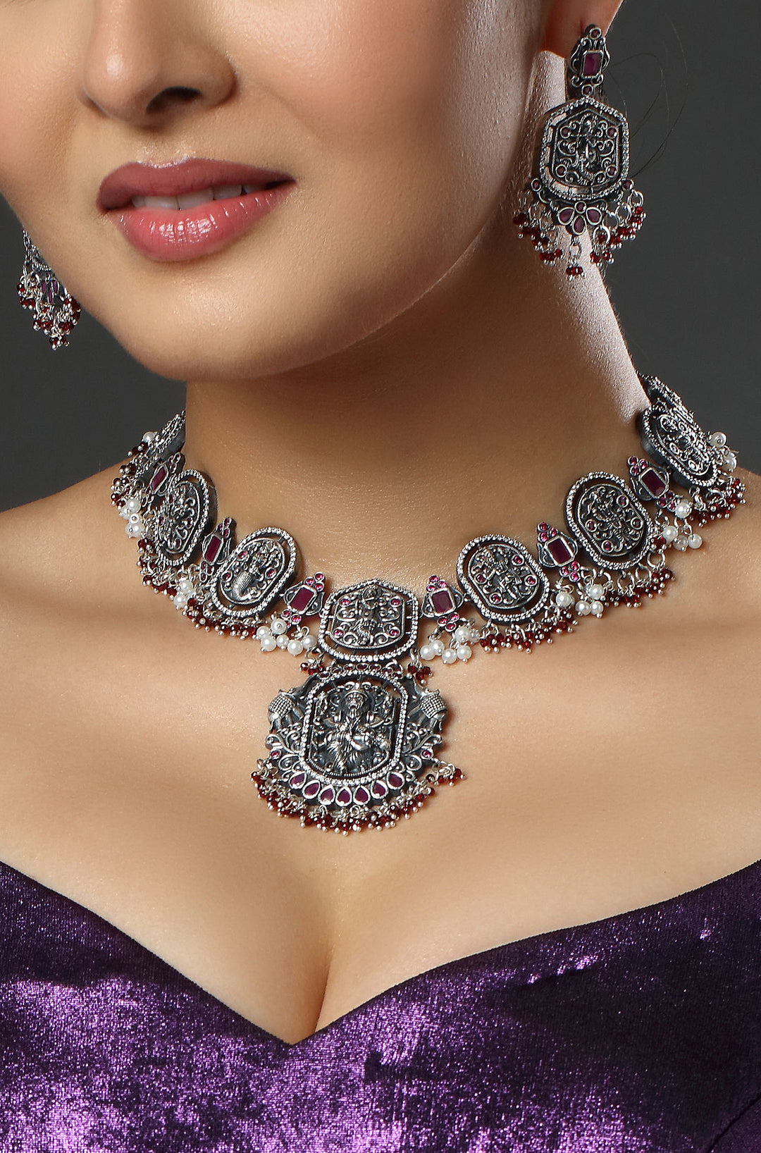 Purple Haze Silver Ensemble Necklace