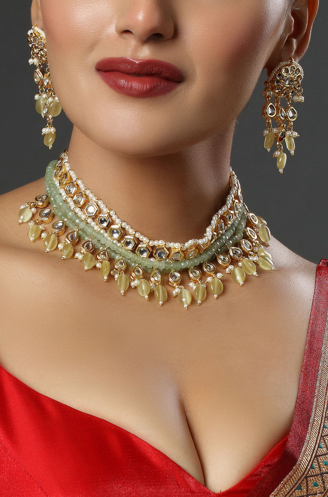 The Jade Dewdrop Kundan Choker Necklace
