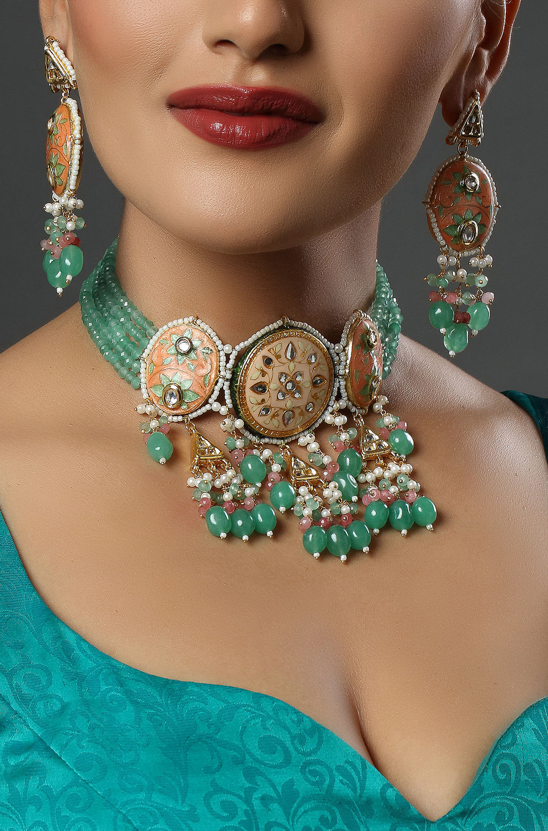 The Peach Petal Kundan Choker Necklace