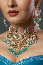 The Strawberry Mint Kundan Statement Choker Necklace