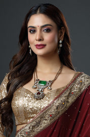 Ruby Emerald Kundan Royal Necklace