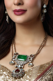 Ruby Emerald Kundan Royal Necklace