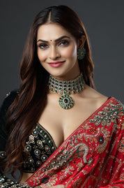 Deepika Padukone Brass & Emerald with Zircon Choker