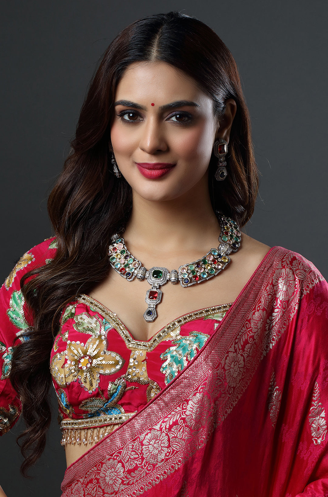 Traditional Multicolor Diamond Necklace