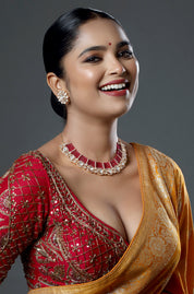 Gold Plated Austrian Stone & Pearls Kundan Choker