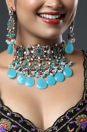 Turquoise Ruby Cascade Necklace