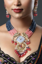 Heritage Blend Gulabi Neel Kundan Bead Necklace