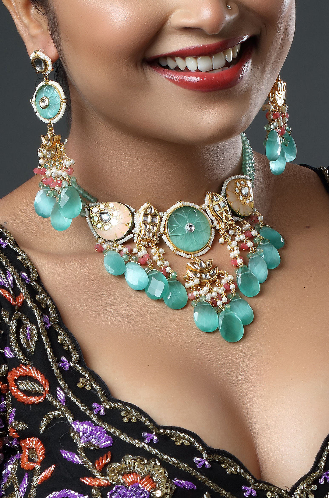 Aqua Coral Cascade Necklace