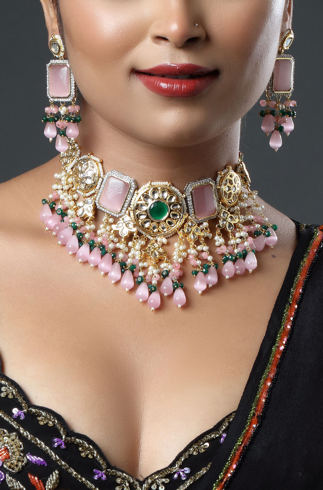 Pastel Royalty Kundan Ensemble Necklace