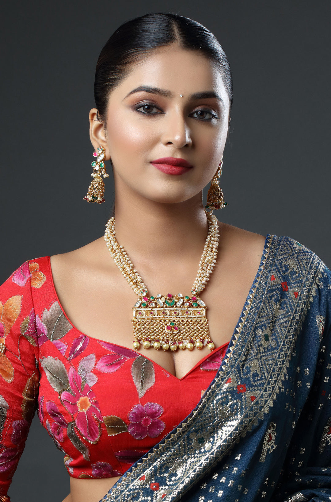 Antique Royal Rani Haar with Pearls Multistrand Long Necklace