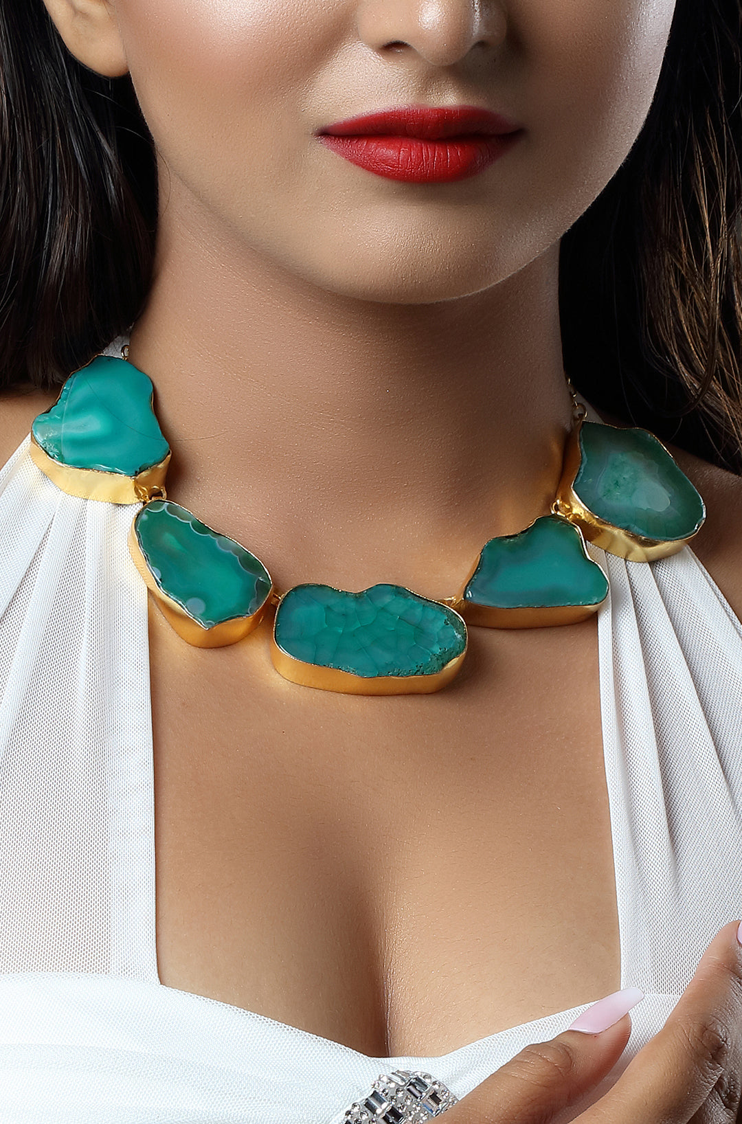 Golden Electro Plated Druzy Agate Choker Necklace