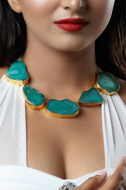 Golden Electro Plated Druzy Agate Choker Necklace