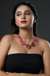Golden Electro Plated Druzy Agate Choker Necklace