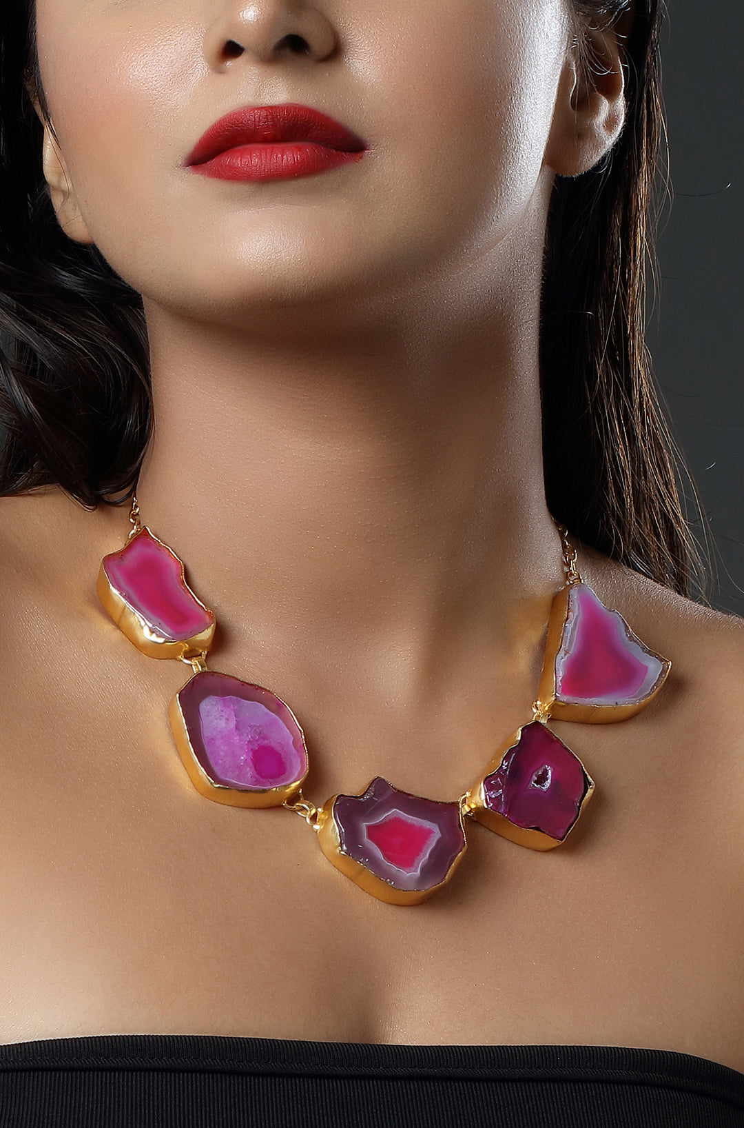 Golden Electro Plated Druzy Agate Choker Necklace