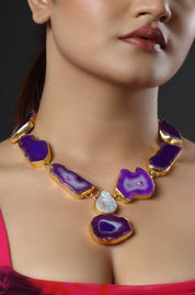 Purple Solar Agate Stone Necklace