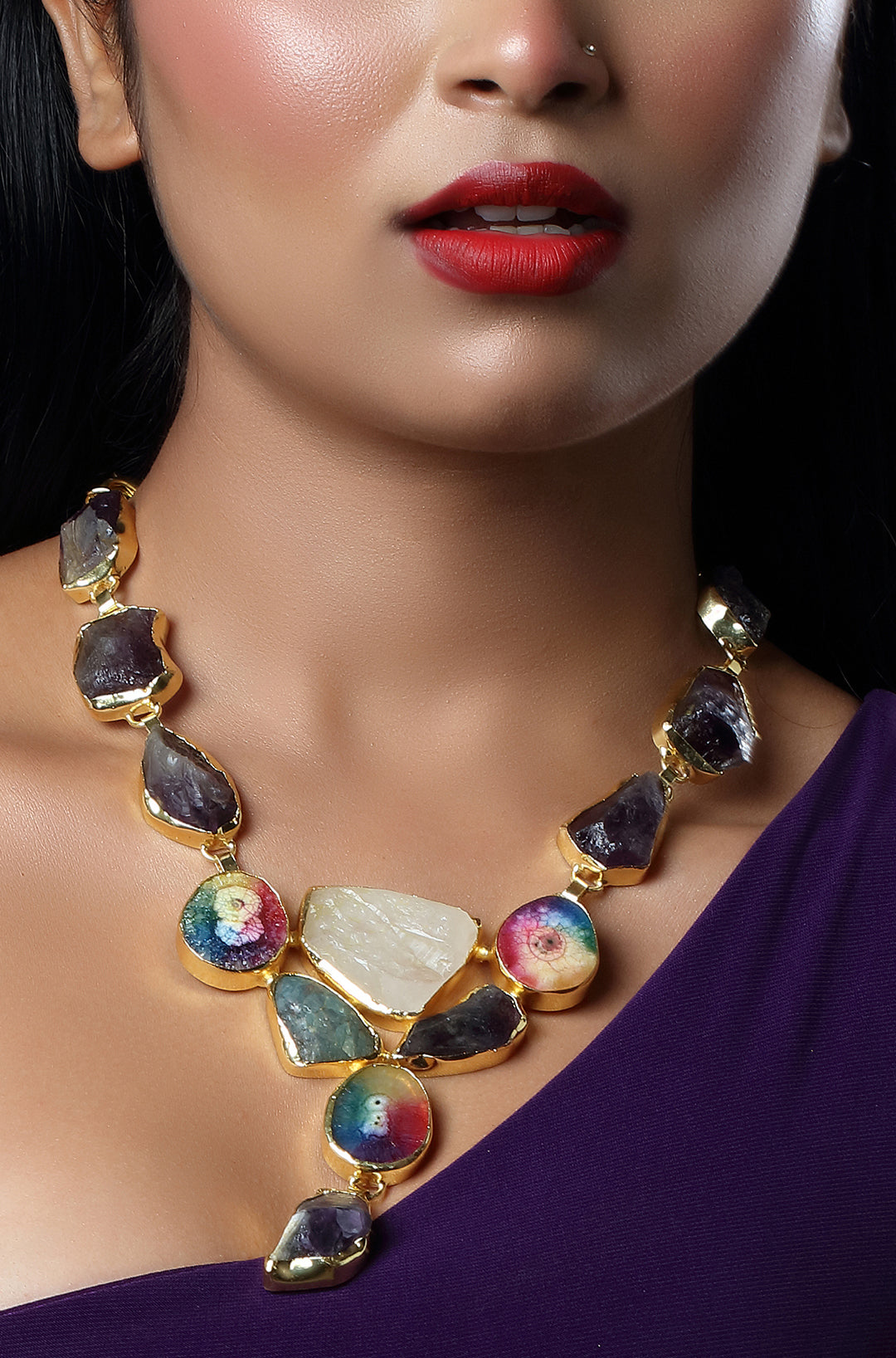 Fusion Uncut Druzy Stone Statement Necklace