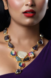 Fusion Uncut Druzy Stone Statement Necklace