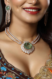 Emerald Amethyst Floral Necklace