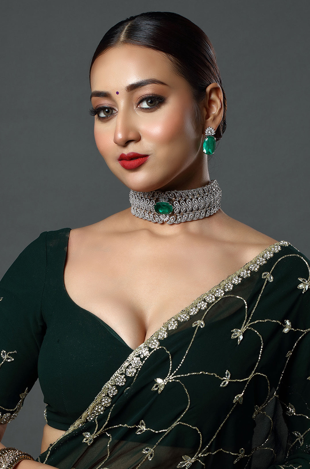 Rhodium Plated Designer Traditional Bridal Choker