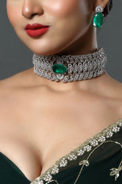 Rhodium Plated Designer Traditional Bridal Choker