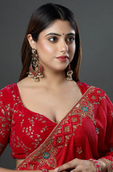 Ruby Emerald Jhumka Chandelier Earrings