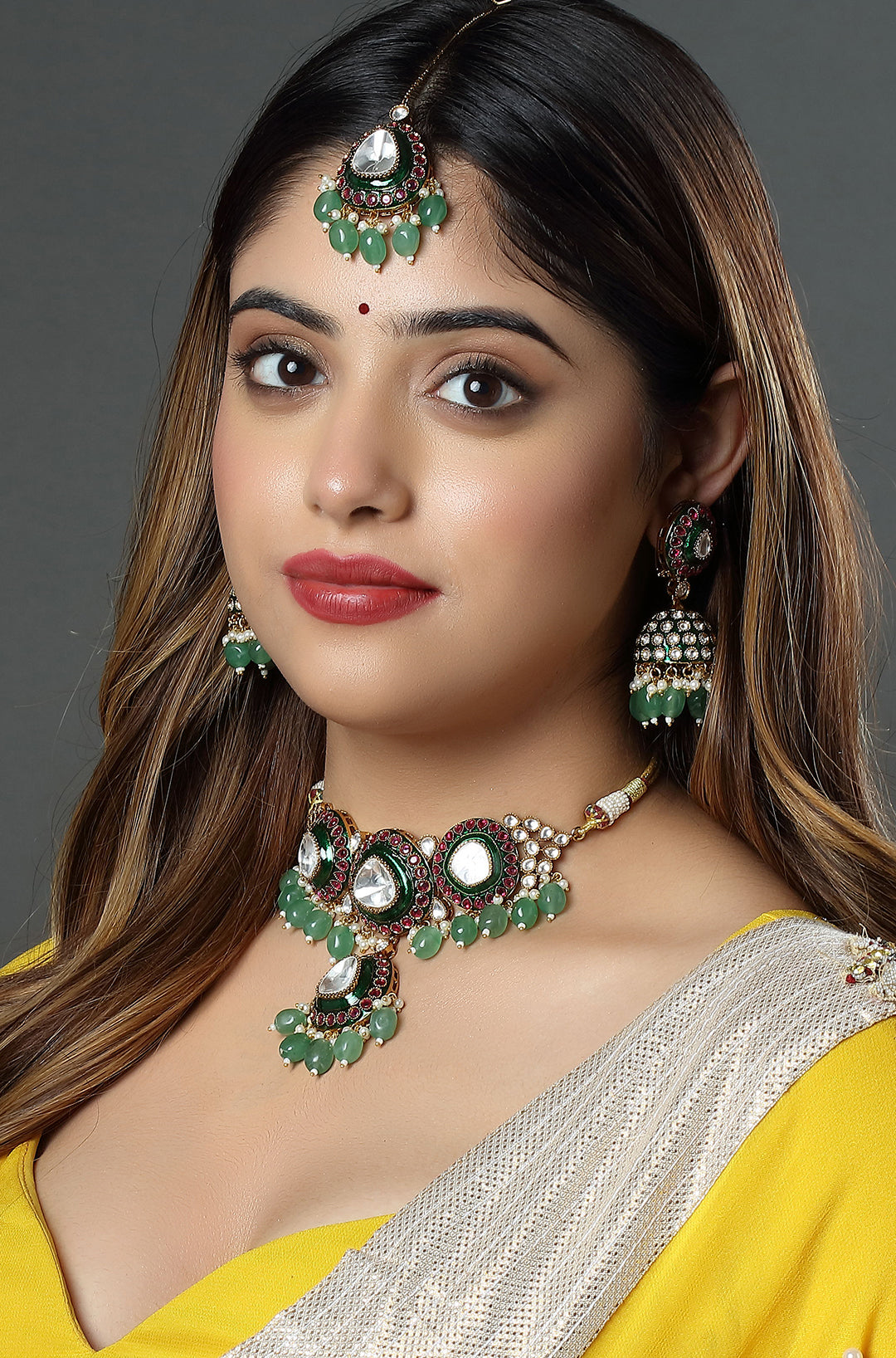 The Emerald Polki Charm Choker