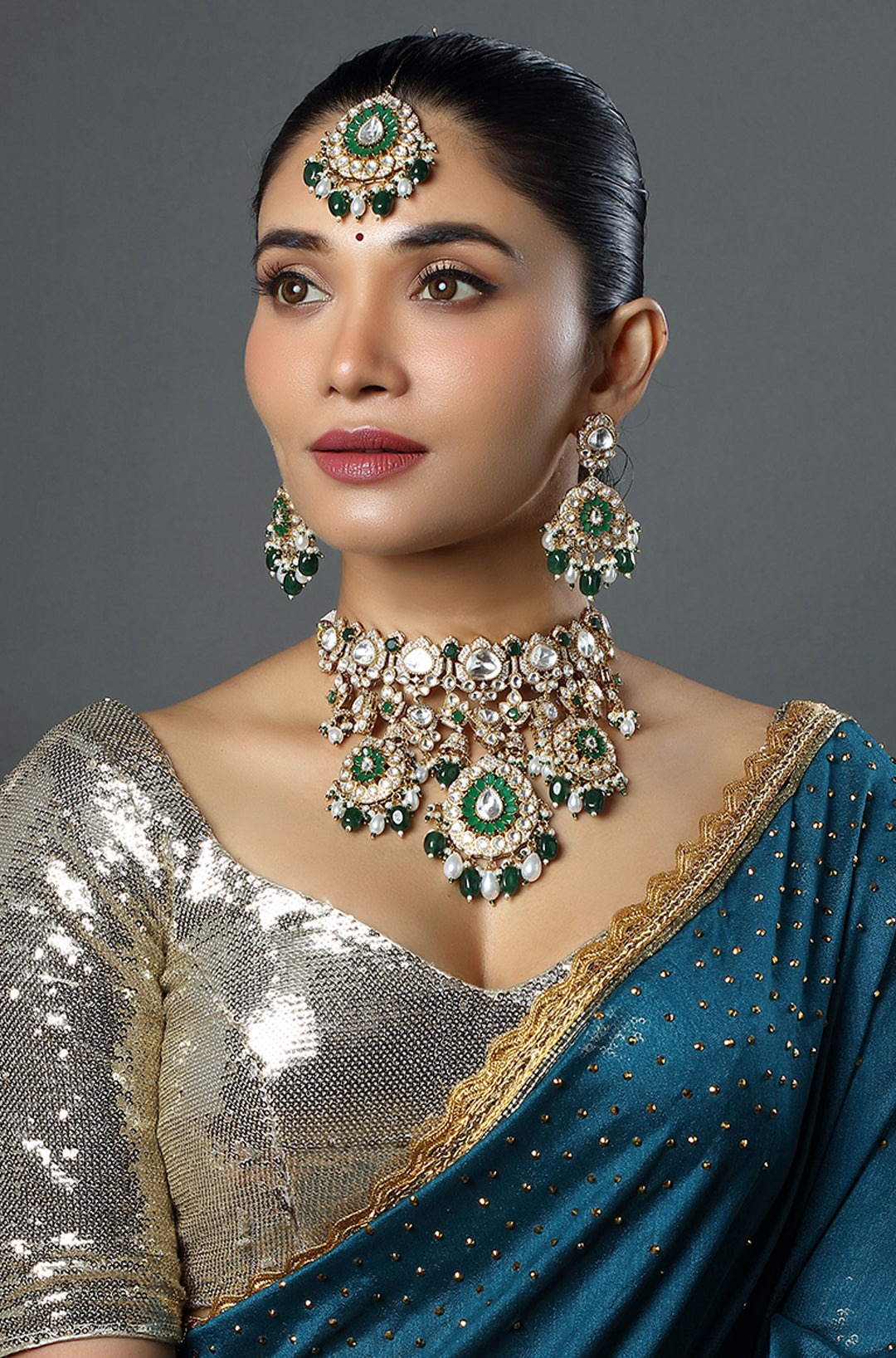 Regal Kundan Emeralds Necklace