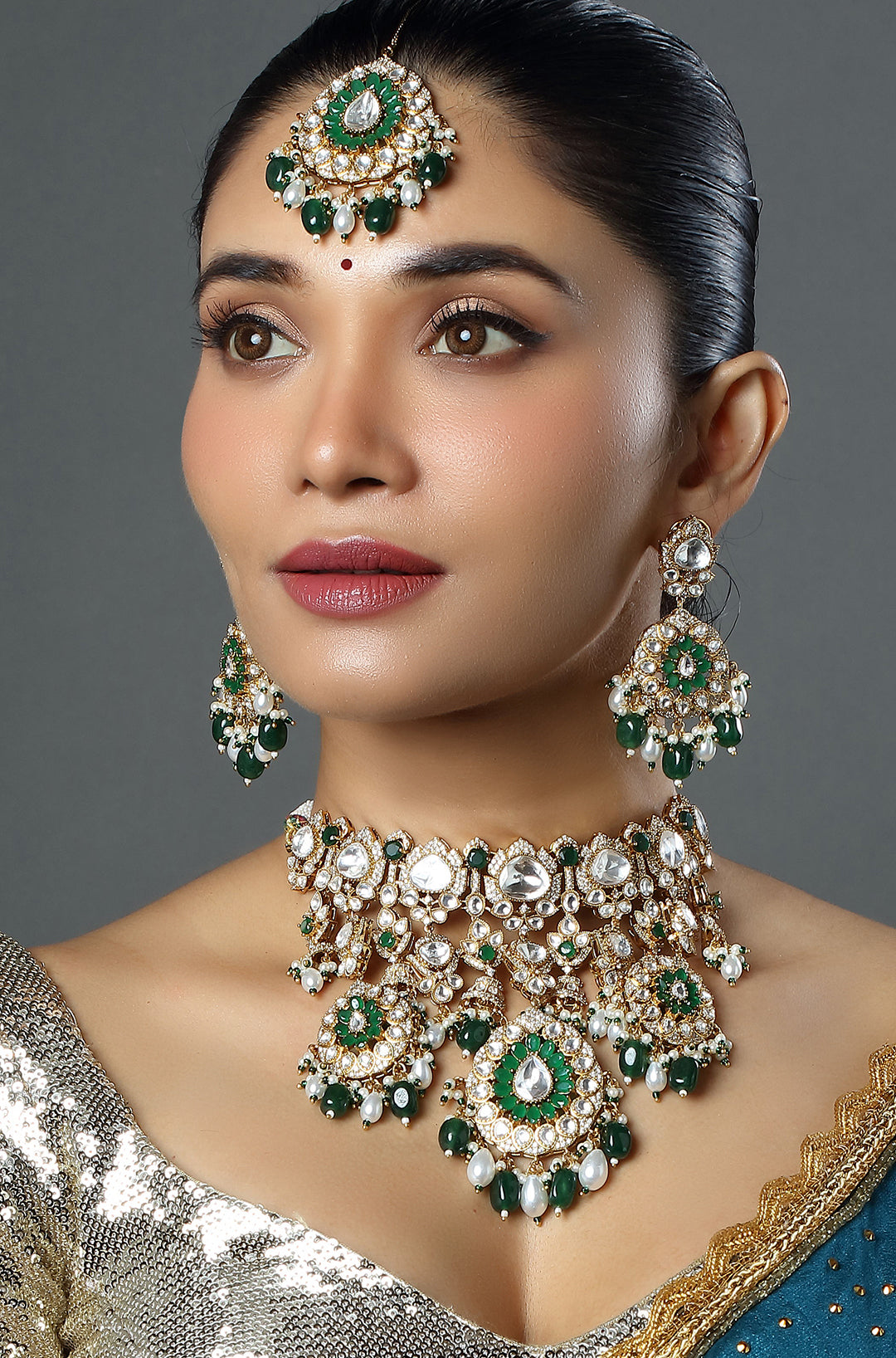Regal Kundan Emeralds Necklace