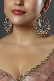 Aurora Kundan Chandbali Earrings with Multicolor Accents
