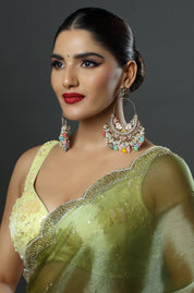 Signature Sea Green Kundan Chandbali Earrings