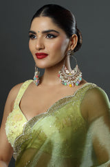 Signature Sea Green Kundan Chandbali Earrings