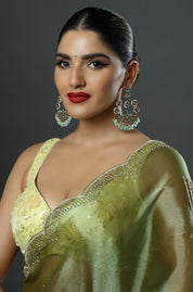 Signature Sea Green Kundan Chandbali Earrings