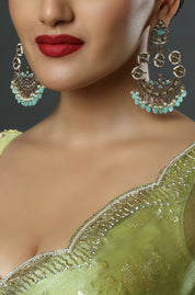 Signature Sea Green Kundan Chandbali Earrings