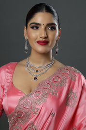 Silver-Plated American Diamond-Studded Necklace