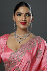 Silver-Plated American Diamond-Studded Necklace