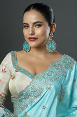Seafoam Aura Kundan Earrings with Hydro Pearls
