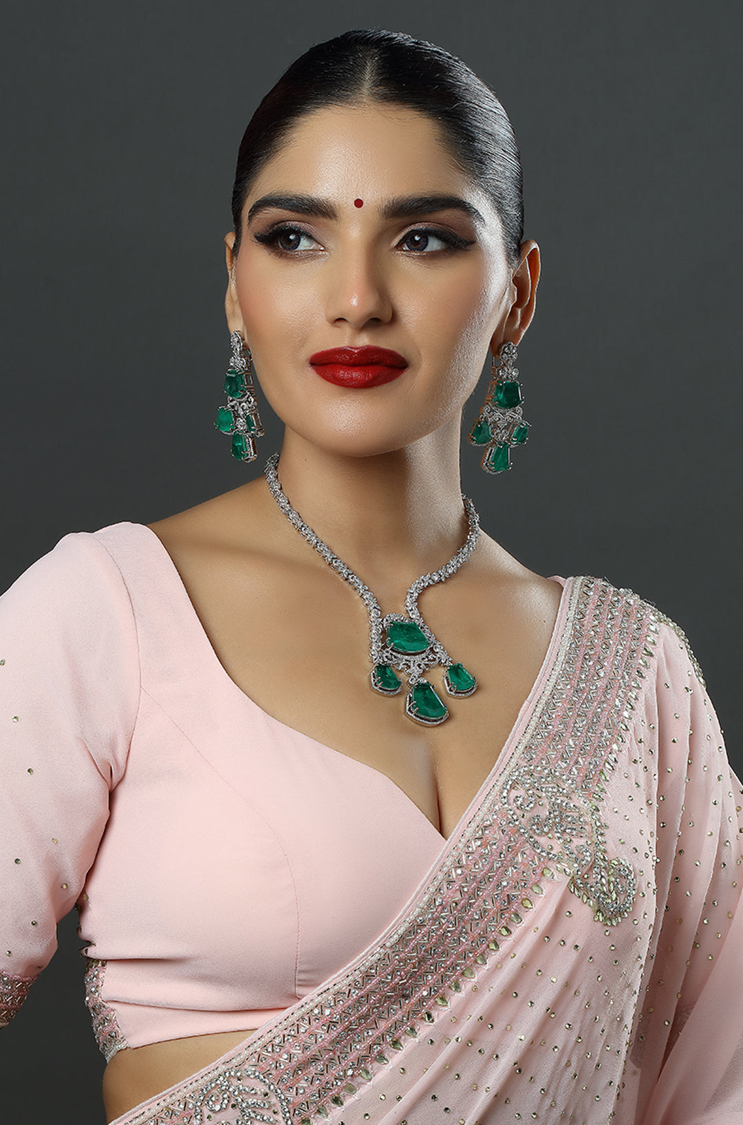 Silver Plated Cubic Zirconia Stone Necklace