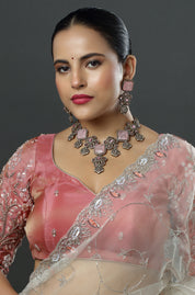 Royal Pink Flower Victorian Neckpiece