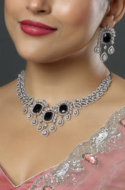 Cubic Zirconia Classic Necklace With Rhodium Plating